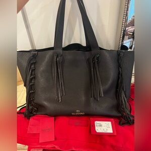 Valentino Garavani C Rockee Fringe Leather Tote
